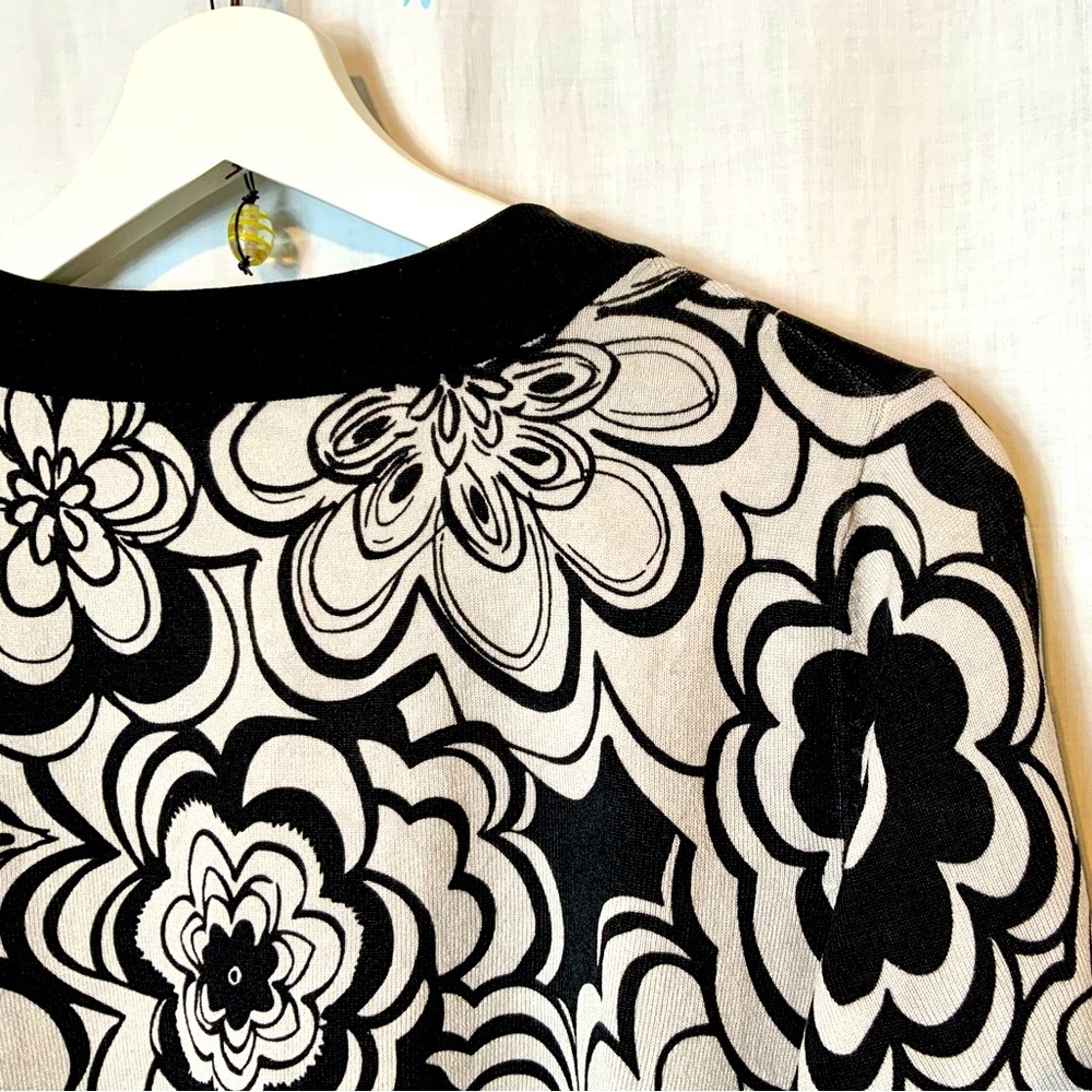 Cable and Gague cardigan sweater Petitie M, black and grey mod pattern - Picture 3 of 15